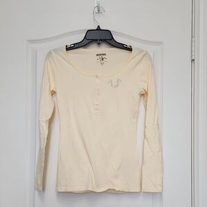 True Religion Womens Light Cream Long Sleeve Top